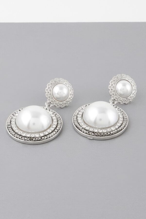Pearl Drop Earrings with Double Frame