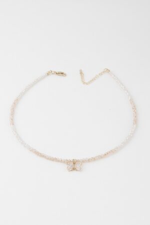 Crystal Butterfly Beaded Choker Necklace