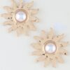 Rising Sun Pearl Sunburst Stud Earrings – Textured Frame