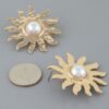 Rising Sun Pearl Sunburst Stud Earrings – Textured Frame