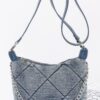 Quilted Washed Denim Chain Crossbody Bag