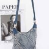 Quilted Washed Denim Chain Crossbody Bag
