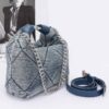 Quilted Washed Denim Chain Crossbody Bag