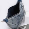 Quilted Washed Denim Chain Crossbody Bag
