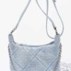 Quilted Washed Denim Chain Crossbody Bag