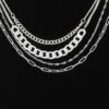 Multi Curb-Mariner Chain Necklace – Polished Metal