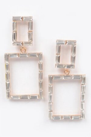 Rectangular Stone Drop Earrings – Sleek Modern Frame
