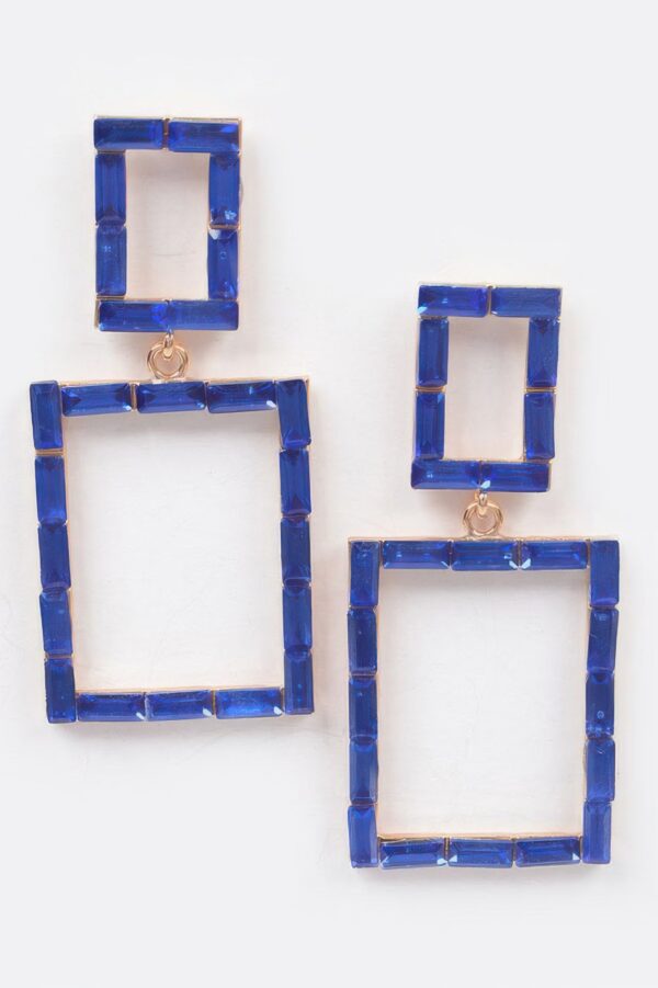 Rectangular Stone Drop Earrings – Sleek Modern Frame