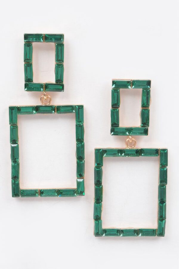 Rectangular Stone Drop Earrings – Sleek Modern Frame