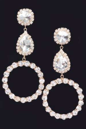 Rhinestone Dangle Earrings – Elongated Drop