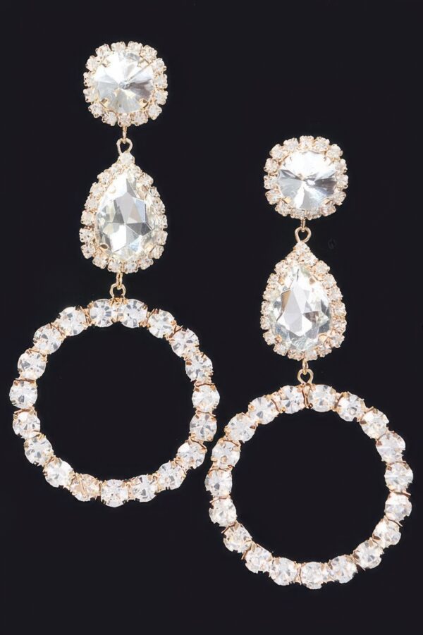 Rhinestone Dangle Earrings – Elongated Drop