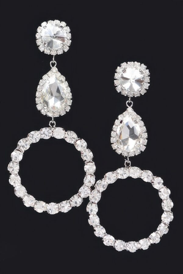 Rhinestone Dangle Earrings – Elongated Drop