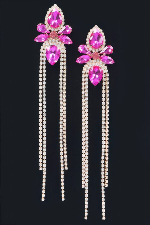 Rhinestone Fringe Earrings – Cascading Strands