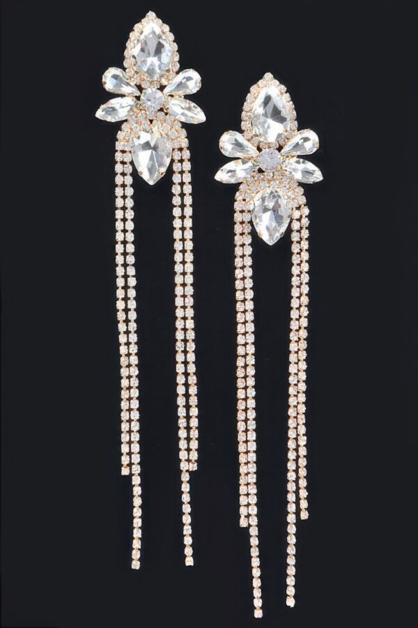 Rhinestone Fringe Earrings – Cascading Strands