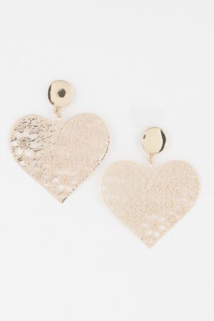 Floral Lace Heart Earrings – Delicate Heart Design
