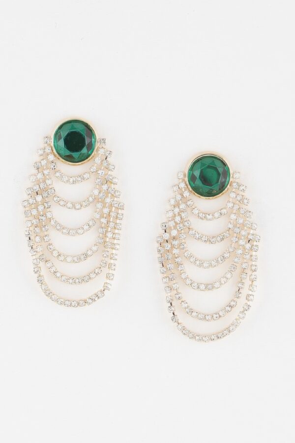 Multi-Jewel Curtain Drop Earrings – Cascading Crystal Cluster