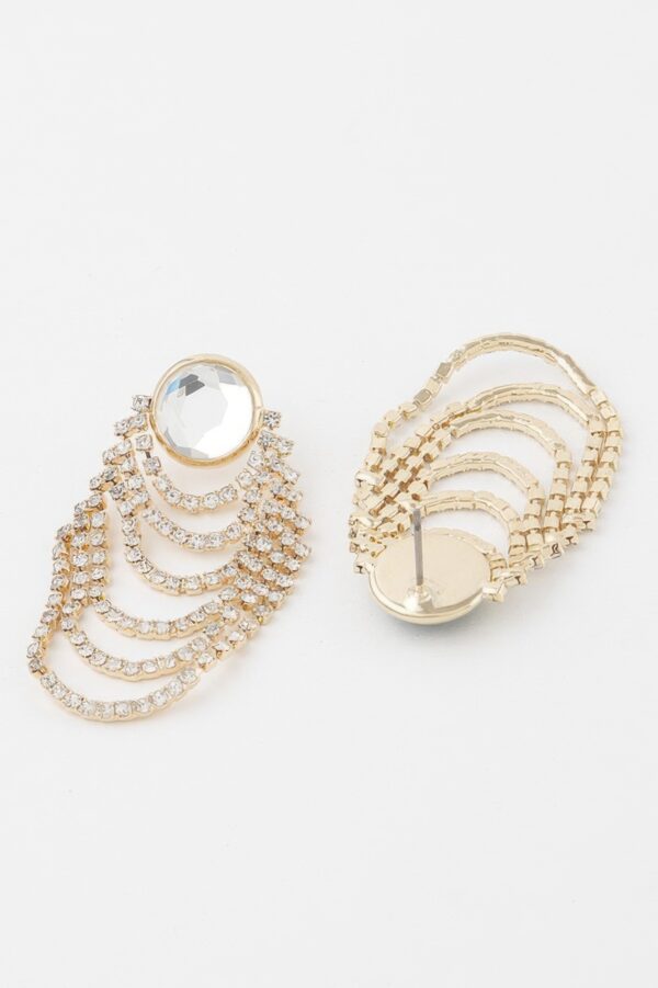 Multi-Jewel Curtain Drop Earrings – Cascading Crystal Cluster