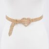 Slim Rhinestone Heart-Buckle Belt