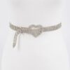 Slim Rhinestone Heart-Buckle Belt