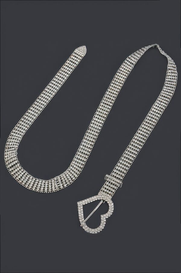 Slim Rhinestone Heart-Buckle Belt
