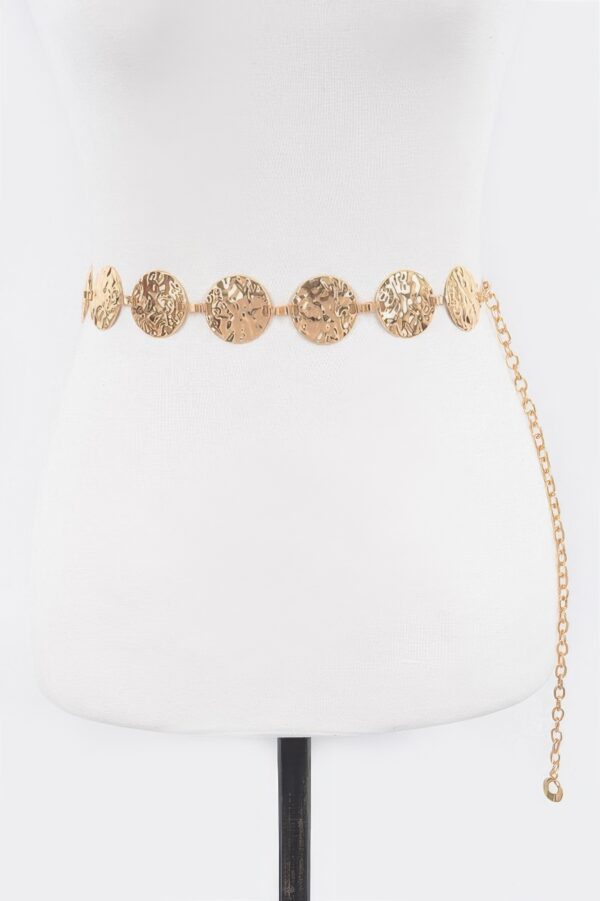 Hammered Metal Chain Belt – Textured Iron Finish