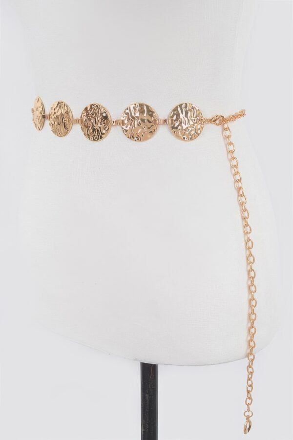 Hammered Metal Chain Belt – Textured Iron Finish