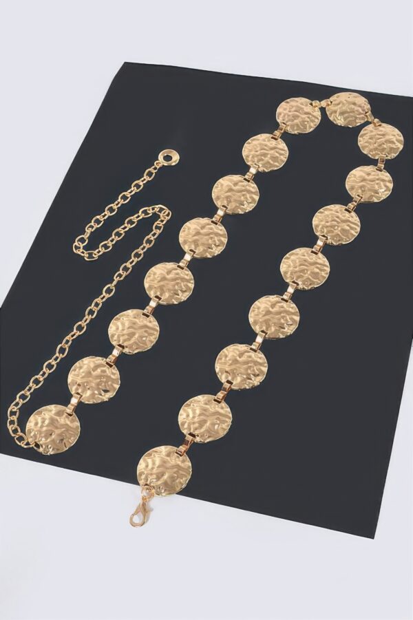 Hammered Metal Chain Belt – Textured Iron Finish