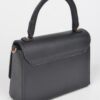 Faux Leather Top Handle Bag with Mixed Metal Accents