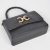 Faux Leather Top Handle Bag with Mixed Metal Accents