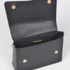Faux Leather Top Handle Bag with Mixed Metal Accents