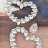 Heart-Shaped Stone Statement Earrings – 3.25 x 3.5 in