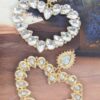 Heart-Shaped Stone Statement Earrings – 3.25 x 3.5 in