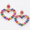 Heart-Shaped Stone Statement Earrings – 3.25 x 3.5 in