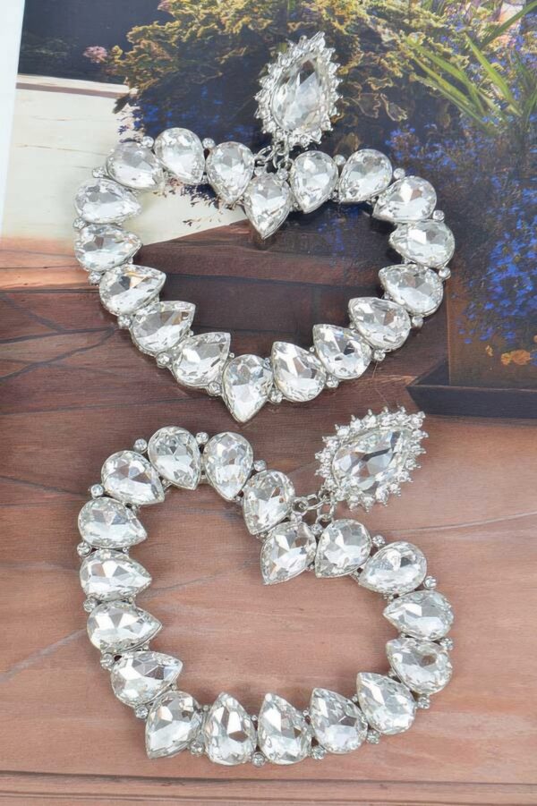 Heart-Shaped Stone Statement Earrings – 3.25 x 3.5 in