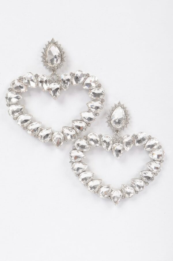 Heart-Shaped Stone Statement Earrings – 3.25 x 3.5 in