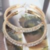 80mm Rhinestone-Embellished Oversized Hoop Earrings