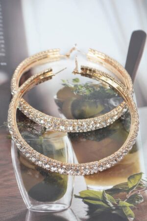 80mm Rhinestone-Embellished Oversized Hoop Earrings