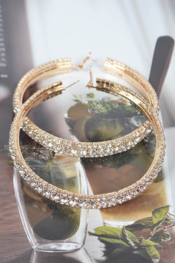 80mm Rhinestone-Embellished Oversized Hoop Earrings