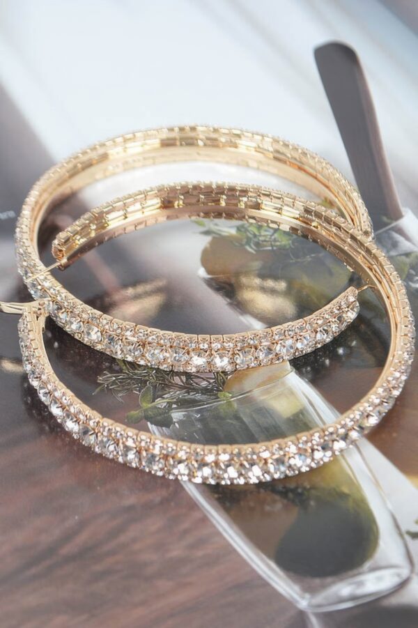 80mm Rhinestone-Embellished Oversized Hoop Earrings