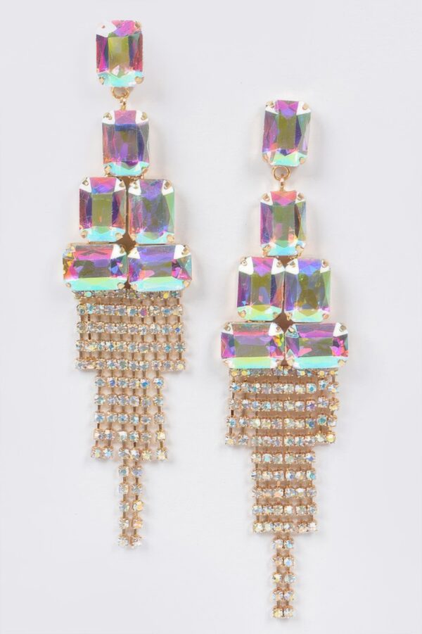 Multi Stone Drop Party Earrings – Cascading Silhouette