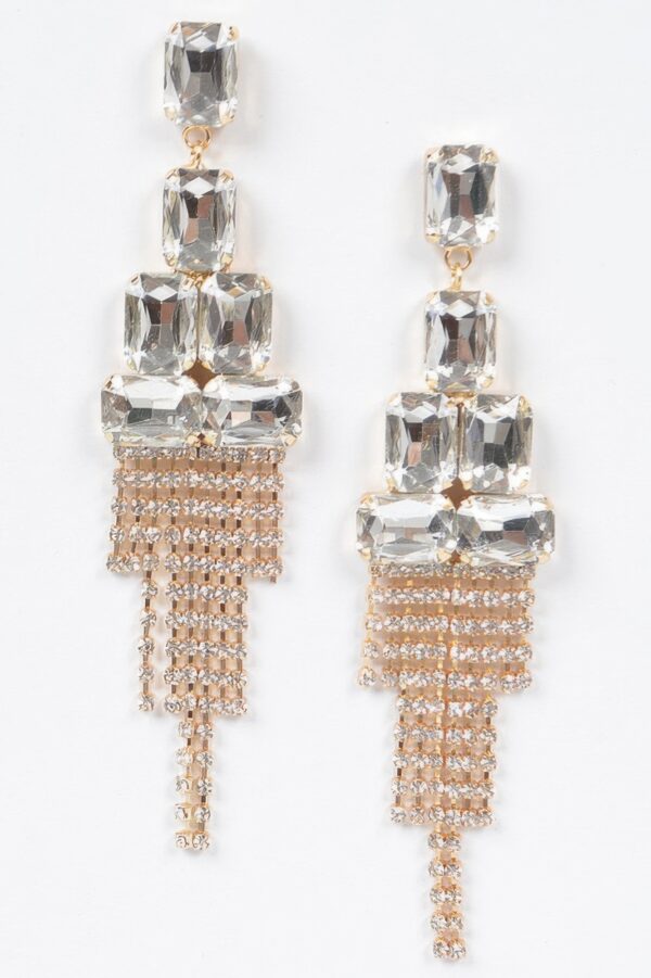 Multi Stone Drop Party Earrings – Cascading Silhouette