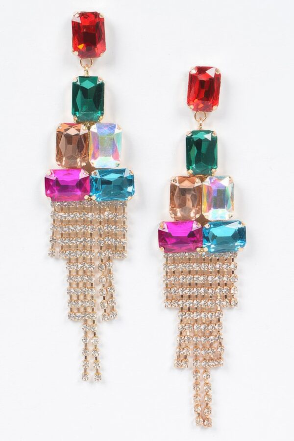 Multi Stone Drop Party Earrings – Cascading Silhouette