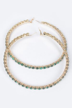 Upside-Down Multi Rhinestone Hoop Earrings