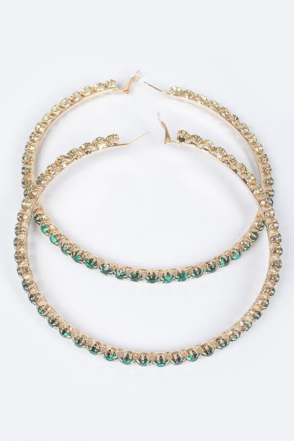 Upside-Down Multi Rhinestone Hoop Earrings