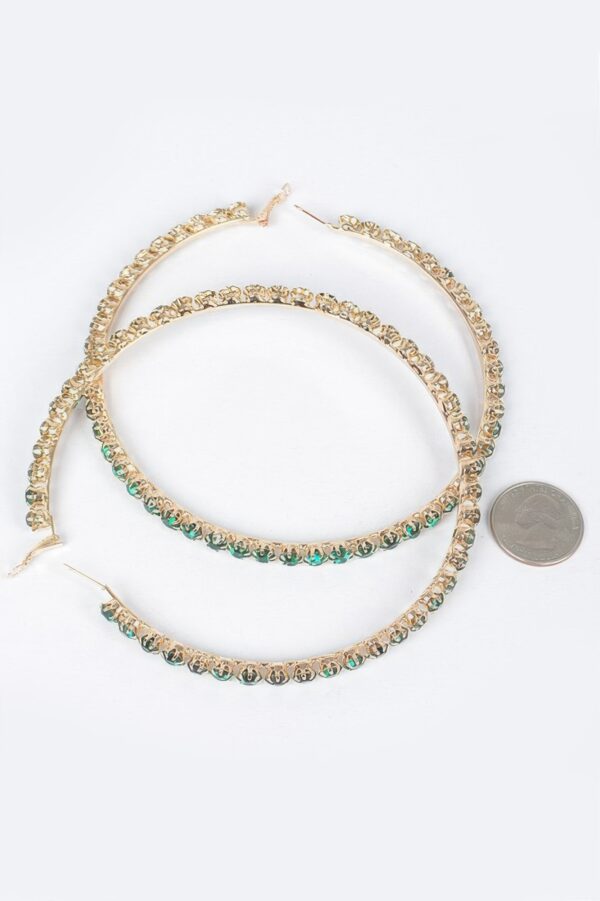 Upside-Down Multi Rhinestone Hoop Earrings