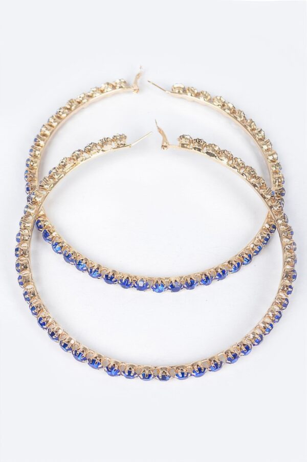Upside-Down Multi Rhinestone Hoop Earrings