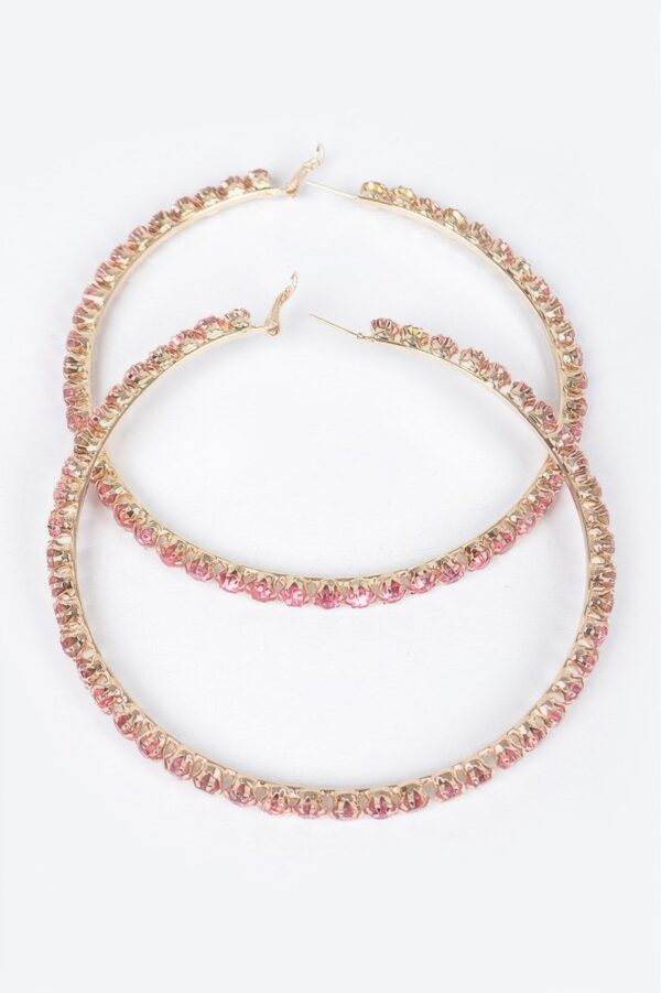 Upside-Down Multi Rhinestone Hoop Earrings