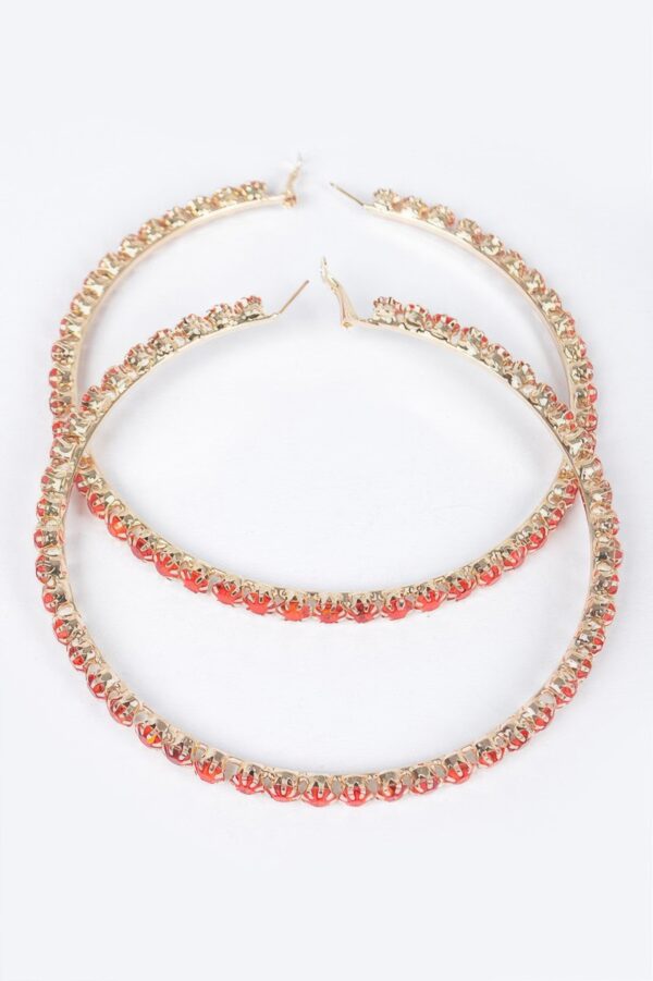 Upside-Down Multi Rhinestone Hoop Earrings