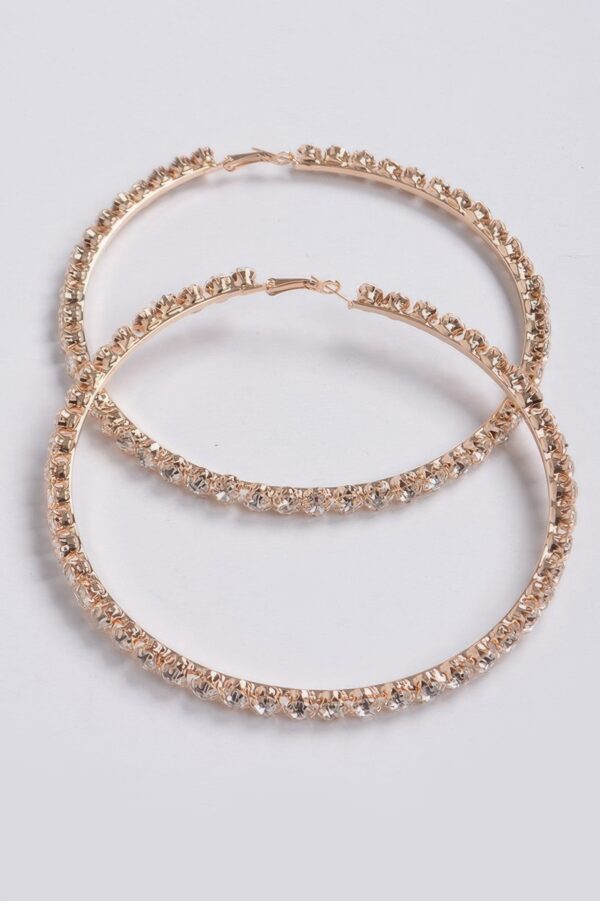 Upside-Down Multi Rhinestone Hoop Earrings
