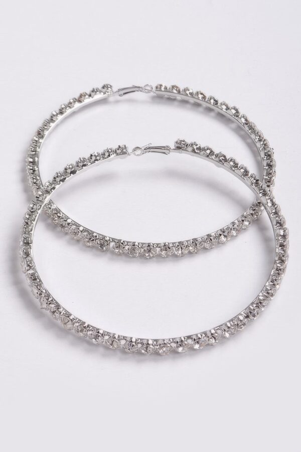 Upside-Down Multi Rhinestone Hoop Earrings